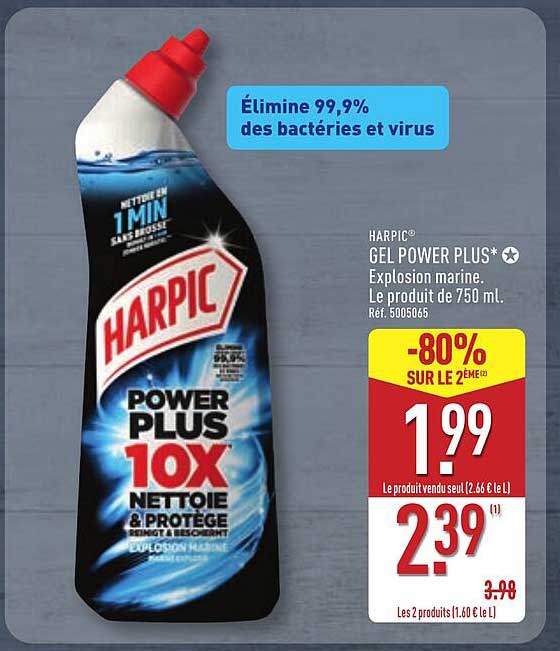 HARPIC GEL POWER PLUS* Explosion marine. Le produit de 750 mL. Réf. 5005065