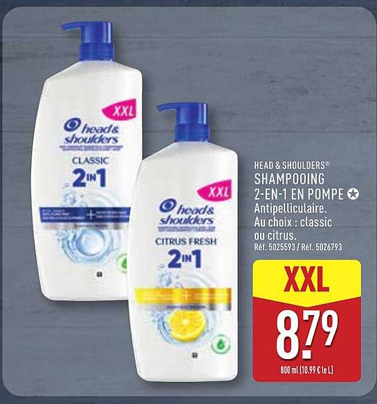 HEAD & SHOULDERS® SHAMPOOING 2-EN-1 EN POMPE ⭐ Antipelliculaire. Au choix : classic ou citrus.