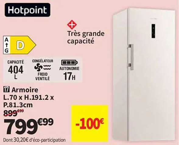 Hotpoint Armoire L.70 x H.191.2 x P.81.3cm