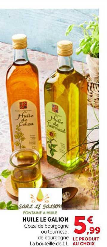 HUILE LE GALION Colza de bourgogne ou tournesol de bourgogne La bouteille de 1 L