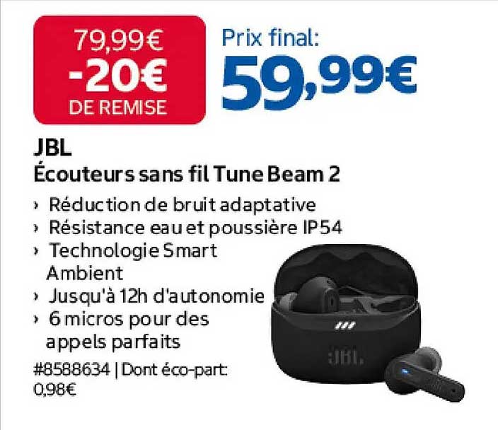 JBL Écouteurs sans fil Tune Beam 2