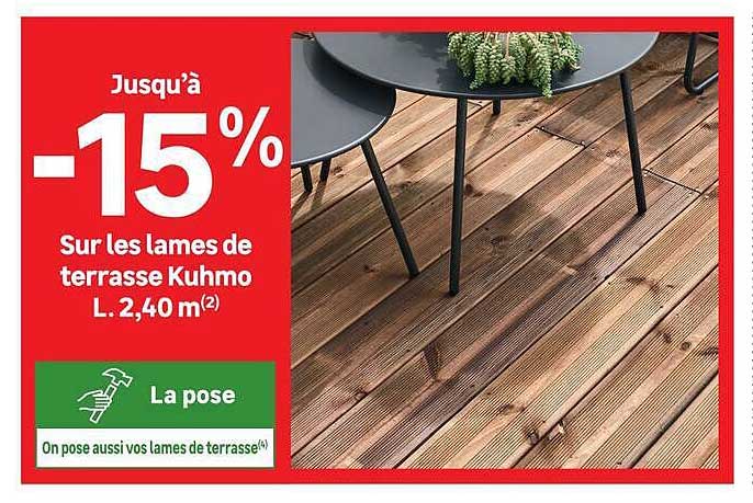 Jusqu'à -15% Sur les lames de terrasse Kuhmo L. 2,40 m(2)