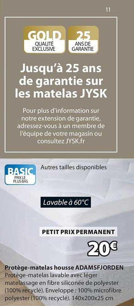 Jusqu'à 25 ans de garantie sur les matelas JYSK
