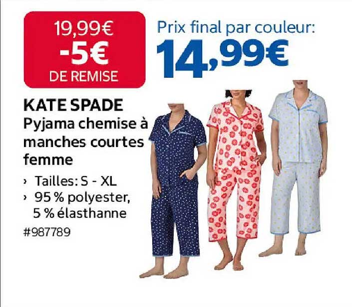 KATE SPADE Pyjama chemise à manches courtes femme