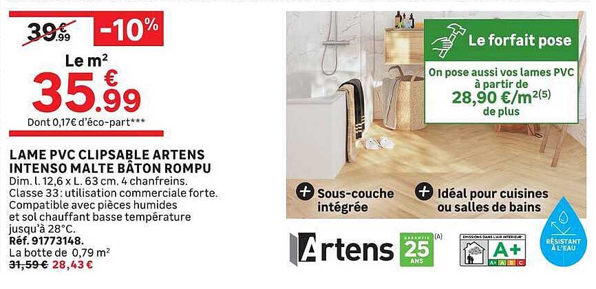 LAME PVC CLIPSABLE ARTENS INTENSO MALTE BÂTON BOMPUG