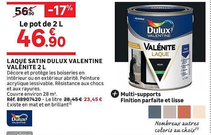 LAQUE SATIN DULUX VALENTINE VALÉNITE 2L