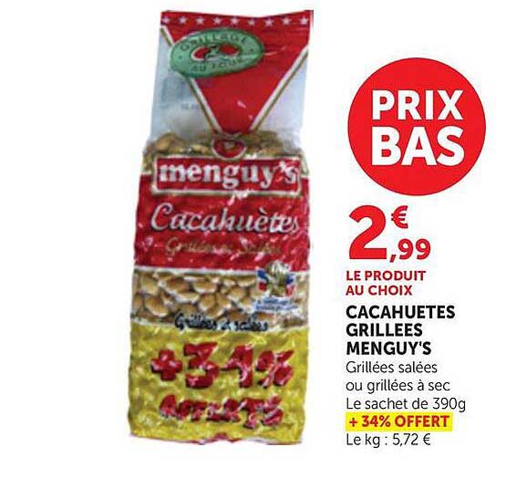 LE PRODUIT AU CHOIX CACAHUETES GRILLEES MENGUY'S