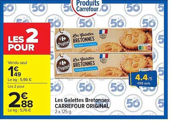 Les Galettes Bretonnes CARREFOUR ORIGINAL 2 x 125 g