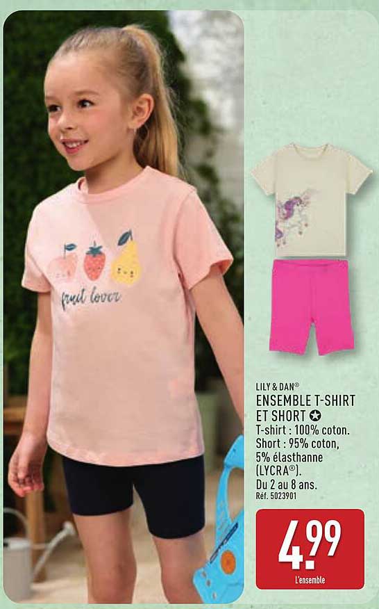 LILY & DAN® ENSEMBLE T-SHIRT ET SHORT