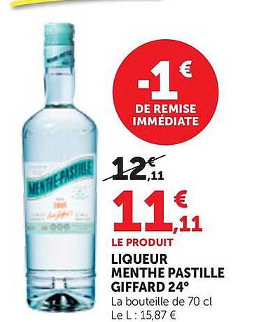 LIQUEUR MENTHE PASTILLE GIFARD 24°
