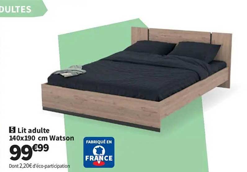 Lit adulte 140x190 cm Watson