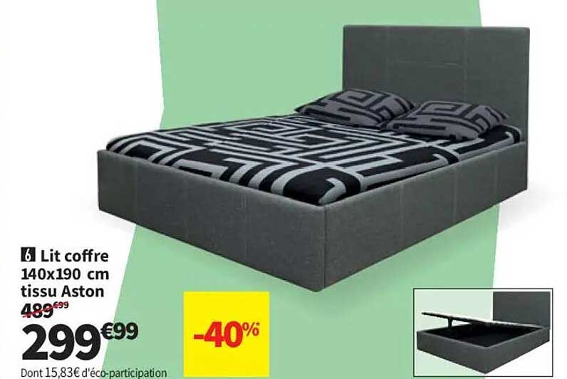 Lit coffre 140x190 cm tissu Aston