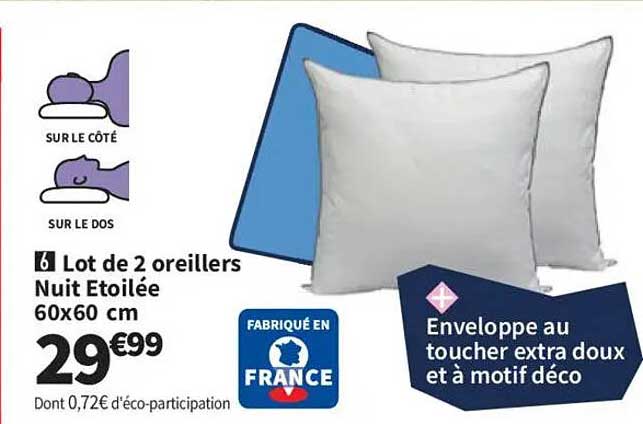 Lot de 2 oreillers Nuit Etoilée 60x60 cm