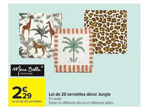 Lot de 20 serviettes décor Jungle