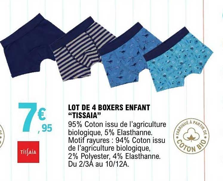 LOT DE 4 BOXERS ENFANT “TISSAIA”