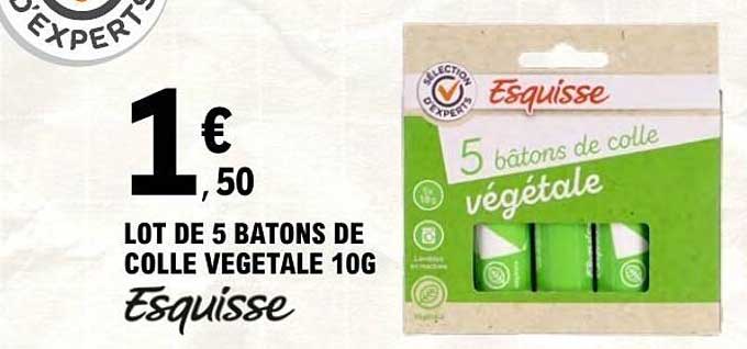 LOT DE 5 BATONS DE COLLE VEGETALE 10G Esquisse