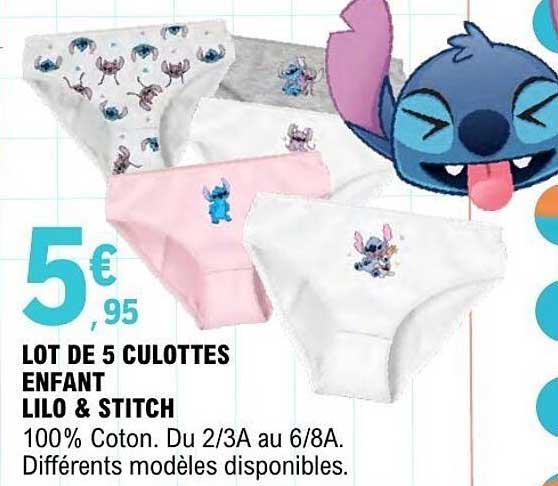 LOT DE 5 CULOTTES ENFANT LILO & STITCH
