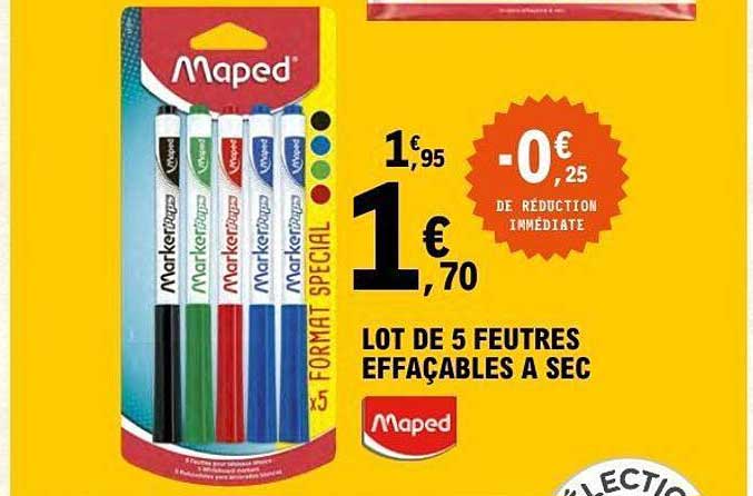 LOT DE 5 FEUTRES EFFAÇABLES A SEC