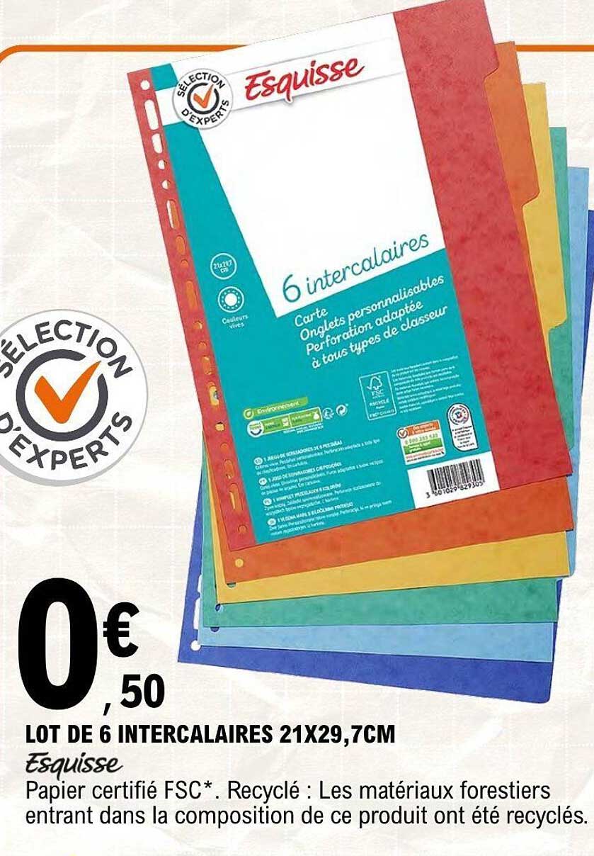 LOT DE 6 INTERCALAIRES 21X29,7CM