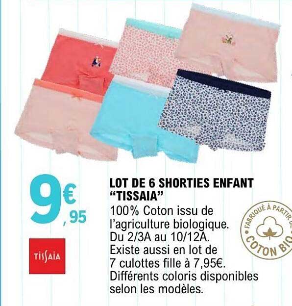 LOT DE 6 SHORTIES ENFANT “TISSAIA”