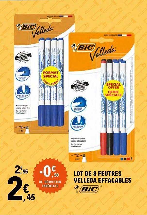 LOT DE 8 FEUTRES VELLEDA EFFACABLES BIC