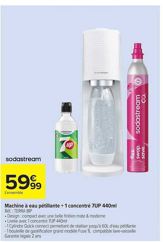 Machine à eau pétillante + 1 concentré 7UP 440ml