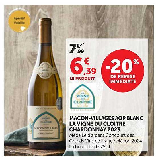 MACON-VILLAGES AOP BLANC LA VIGNE DU CLOITRE CHARDONNAY 2023