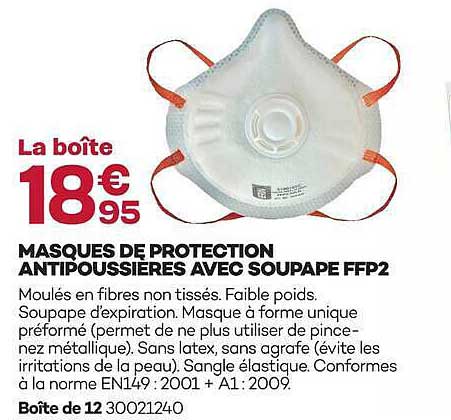 MASQUES DE PROTECTION ANTIPOUSSIERES AVEC SOUPAPE FFP2