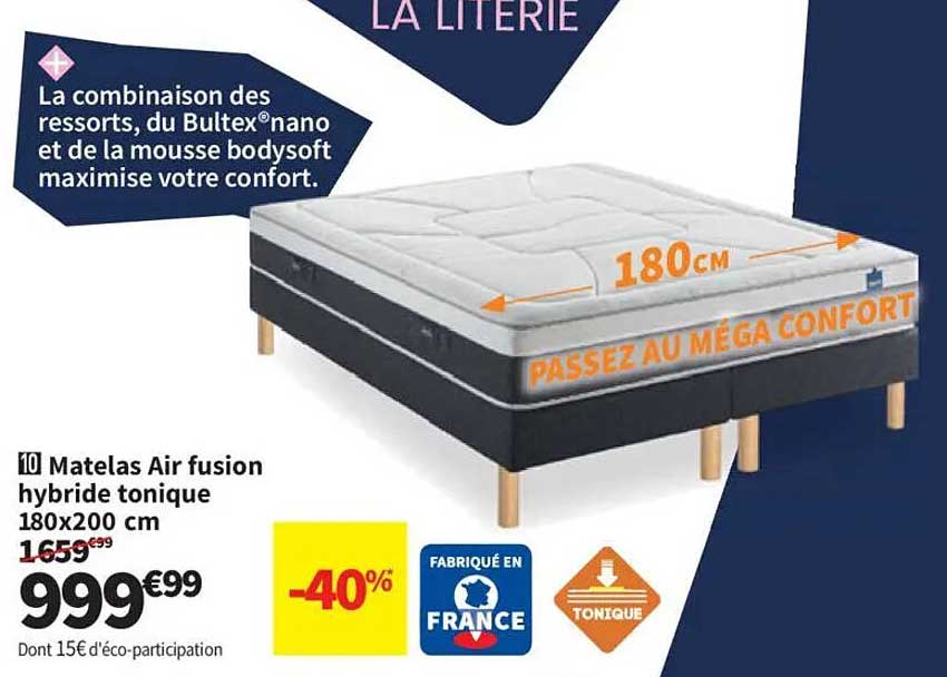 Matelas Air fusion hybride tonique 180x200 cm