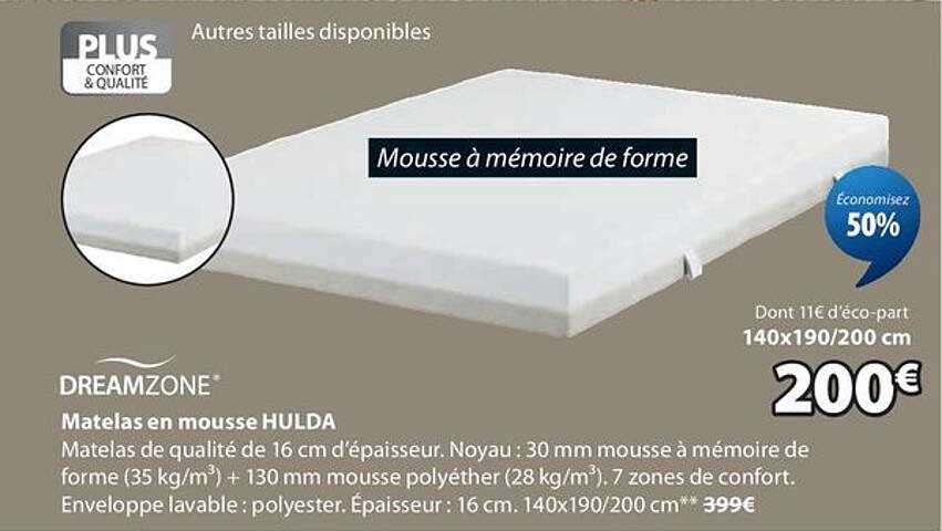 Matelas en mousse HULDA
