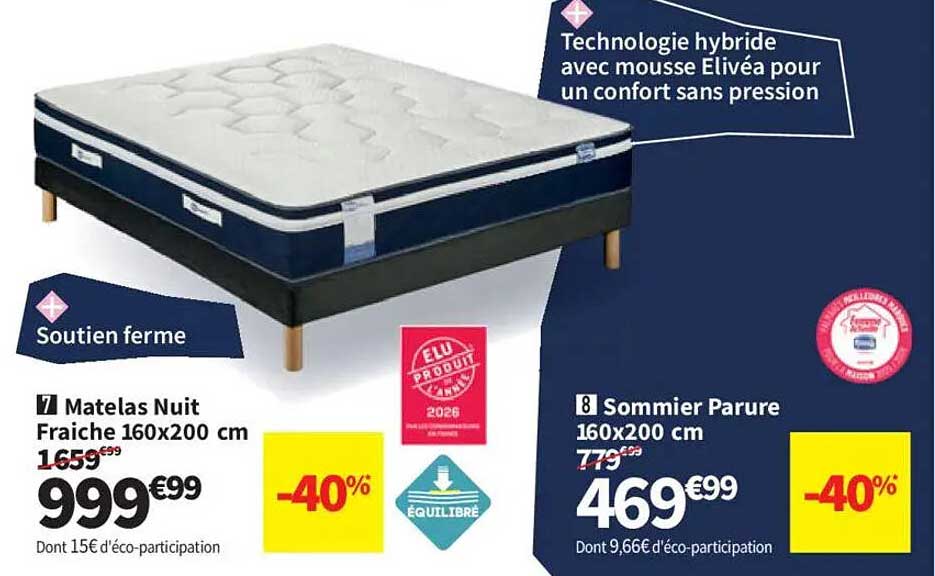Matelas Nuit Fraiche 160x200 cm