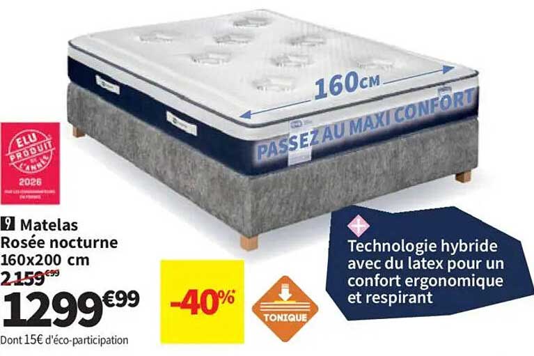 Matelas Rosée nocturne 160x200 cm