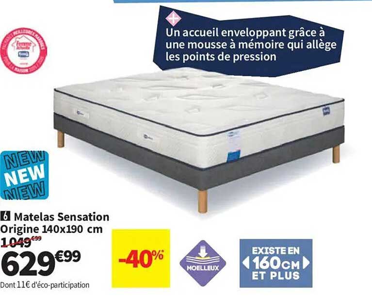 Matelas Sensation Origine 140x190 cm