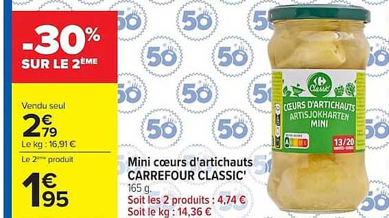 Mini cœurs d'artichauts CARREFOUR CLASSIC'