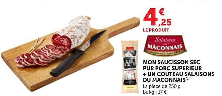MON SAUCISSON SEC PUR PORC SUPERIEUR + UN COUTEAU SALAISONS DU MACONNAIS(2)