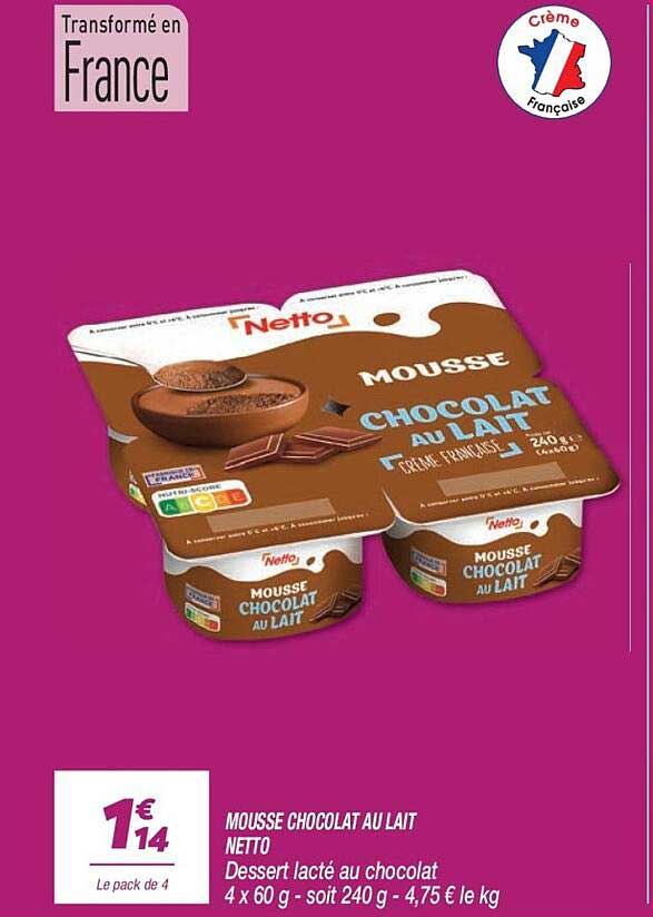 MOUSSE CHOCOLAT AU LAIT NETTO