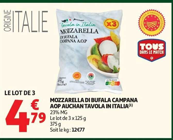 MOZZARELLA DI BUFALA CAMPANA AOP AUCHAN TAVOLA IN ITALIA(1)