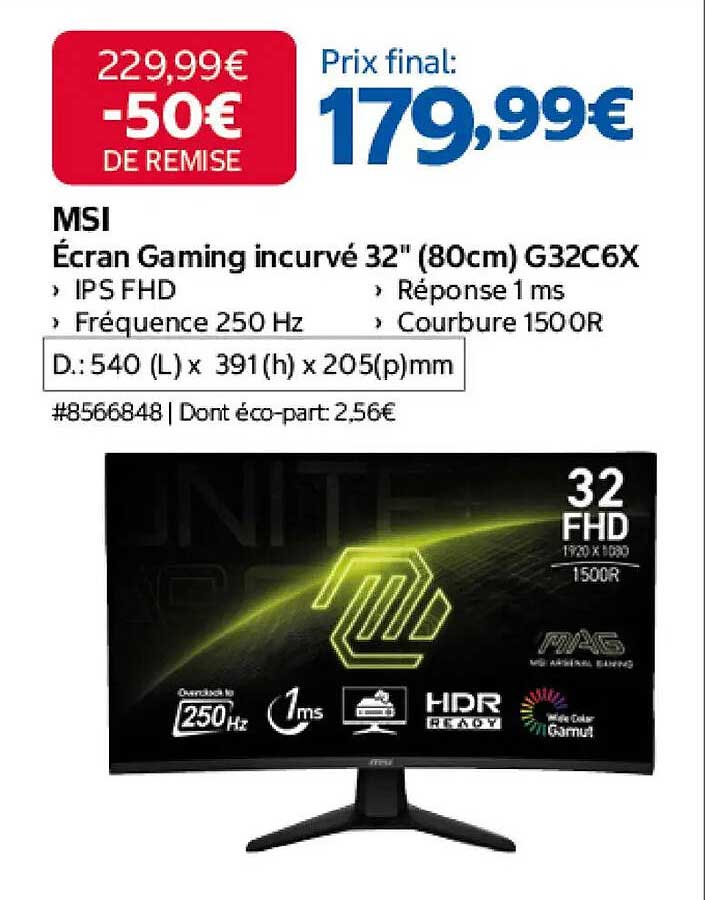 MSI Écran Gaming incurvé 32" (80cm) G32C6X