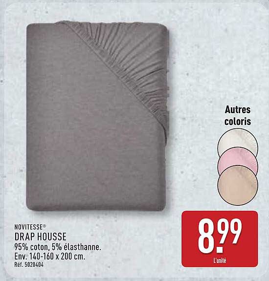 NOVITESSE® DRAP HOUSSE 95% coton, 5% élasthanne. Env. 140-160 x 200 cm. Réf. 5020404