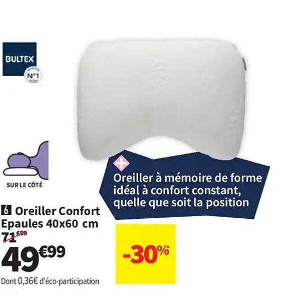 Oreiller Confort Epaules 40x60 cm