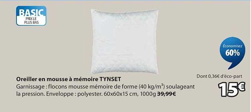 Oreiller en mousse à mémoire TYNSET