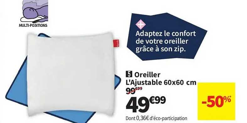 Oreiller L'Ajustable 60x60 cm
