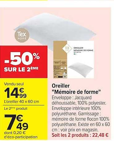 Oreiller "Mémoire de forme"