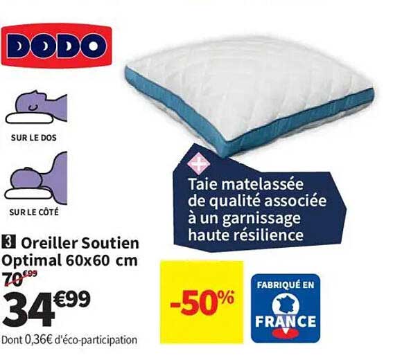 Oreiller Soutien Optimal 60x60 cm