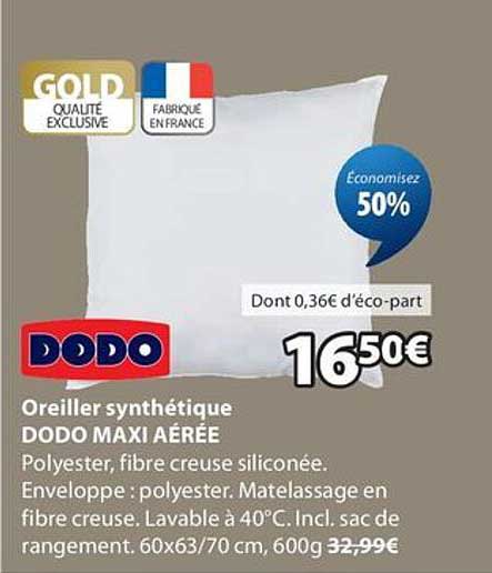 Oreiller synthétique DODO MAXI AÉRÉE
