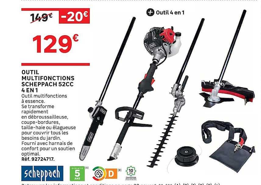 OUTIL MULTIFONCTIONS SCHEPPACH 52CC 4 EN 1