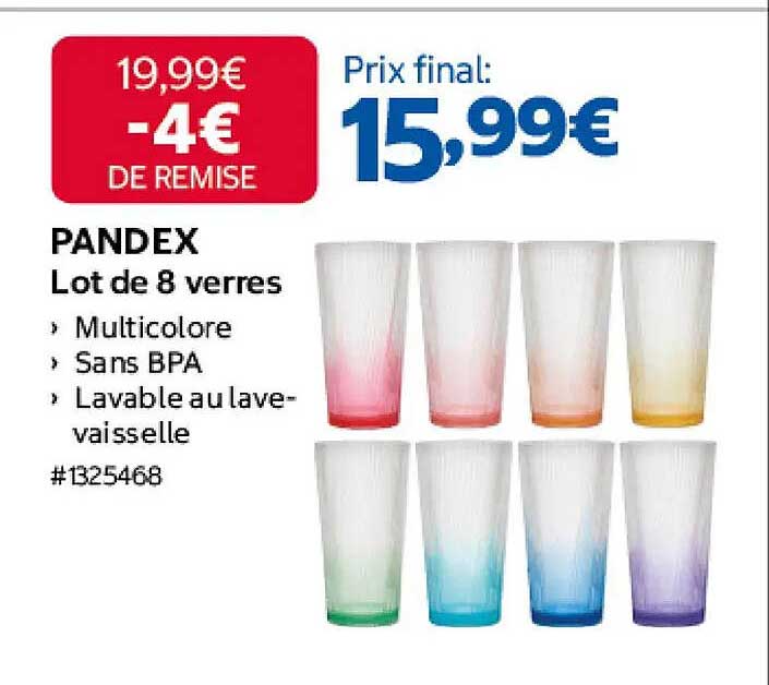 PANDEX Lot de 8 verres