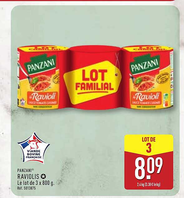 PANZANI RAVIOLIS Le lot de 3 x 800 g.