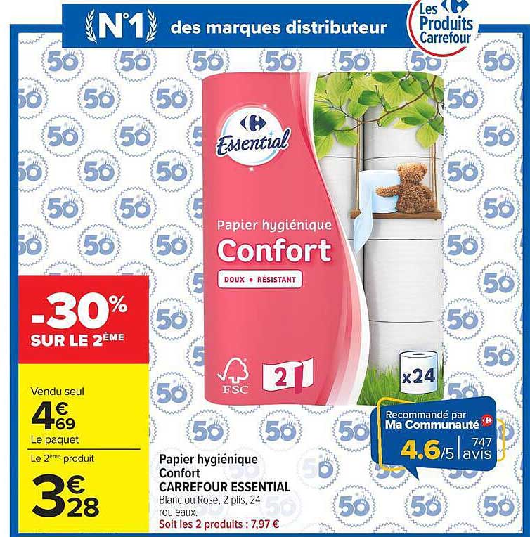 Papier hygiénique Confort CARREFOUR ESSENTIAL