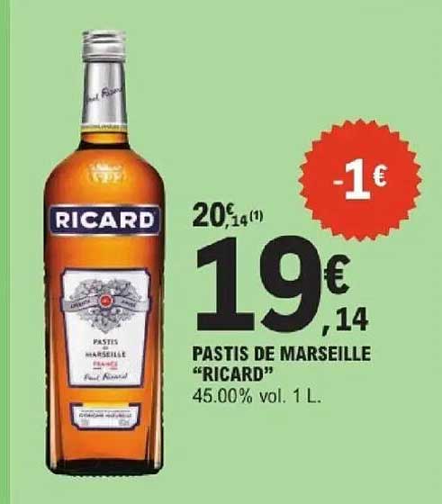 PASTIS DE MARSEILLE "RICARD" 45.00% vol. 1 L.